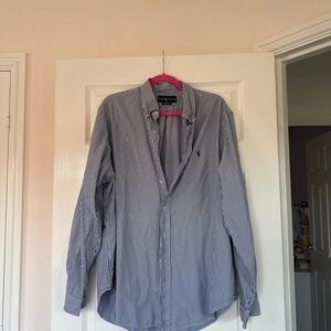 Classic Blue and White Striped Men's Shirt
